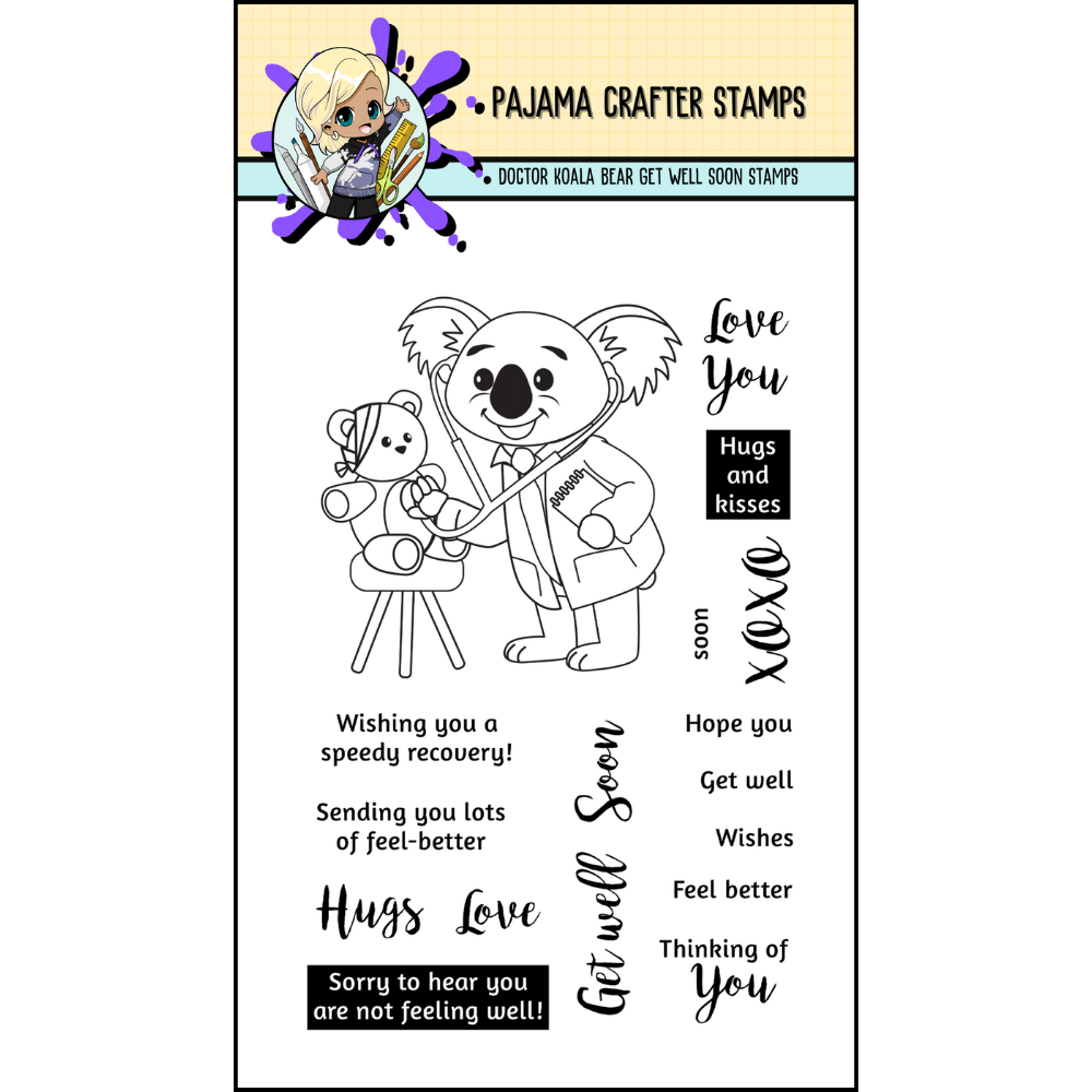 Doctor Koala Bear Get Well Soon Stamps