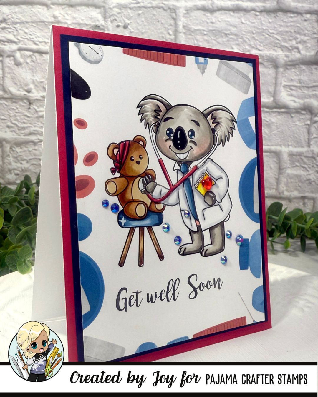 Doctor Koala Bear Get Well Soon Stamps