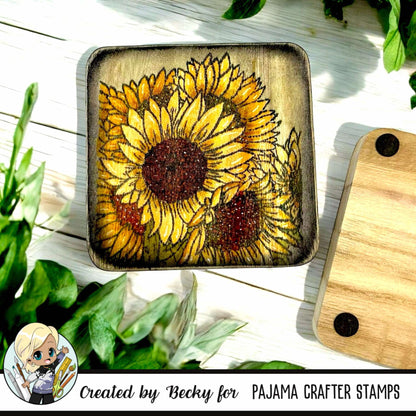 Sketched Florals -  Sunflowers Stamps