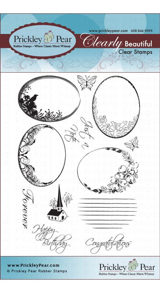 Scalloped Oval 4 Floral Stamps