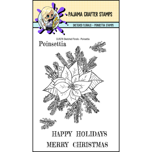 Sketched Florals - Poinsettia Stamps - CLR276