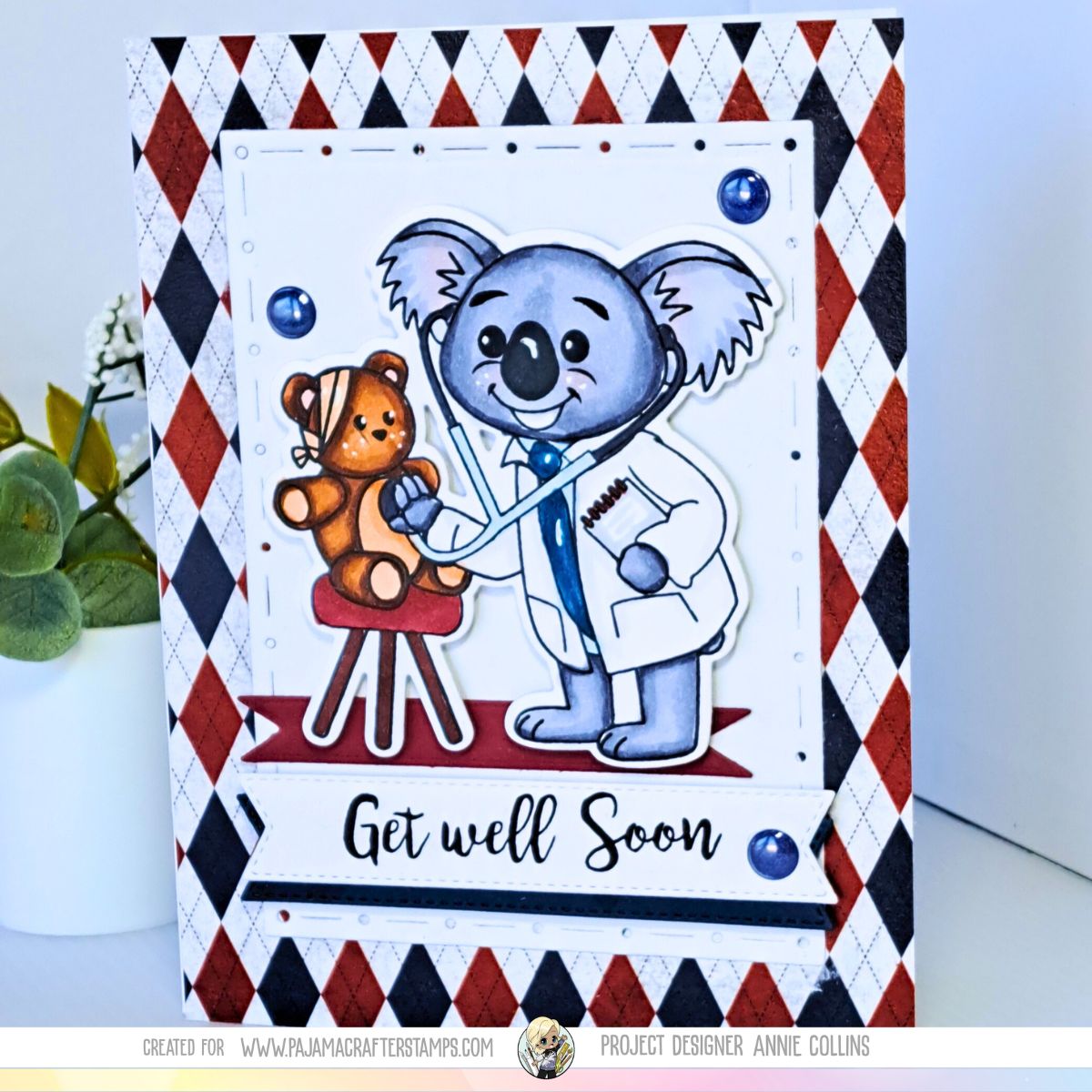 Doctor Koala Bear Get Well Soon Stamps
