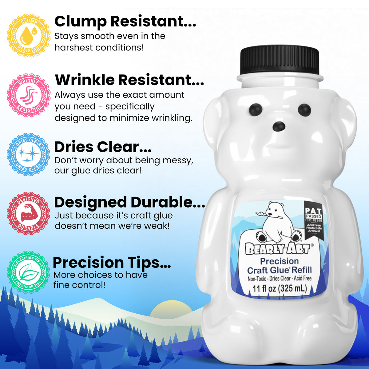 Bearly Art THE REFILL Precision Art Glue - Refill 11 ounce Bottle