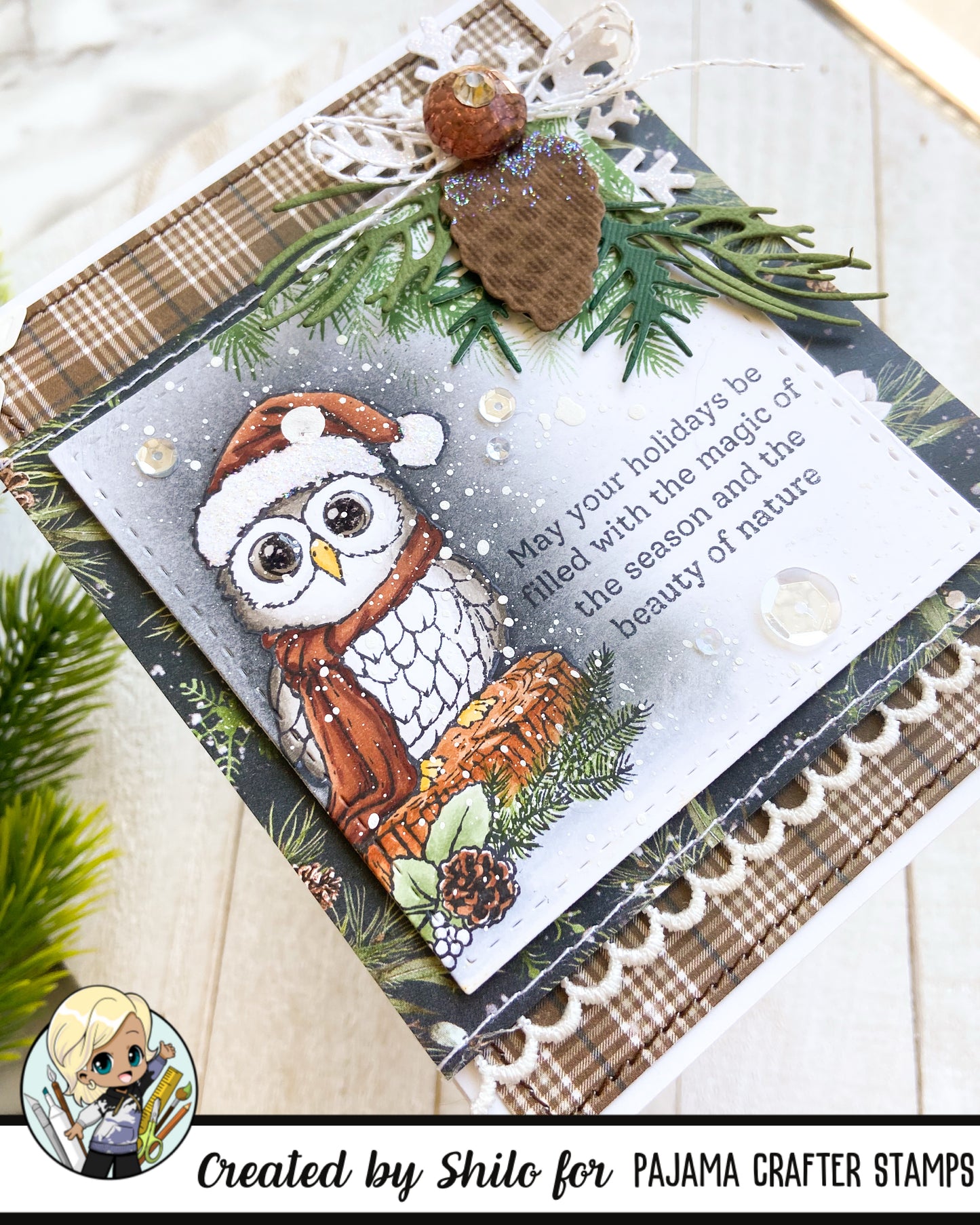 Rustic Christmas Owl Stamps
