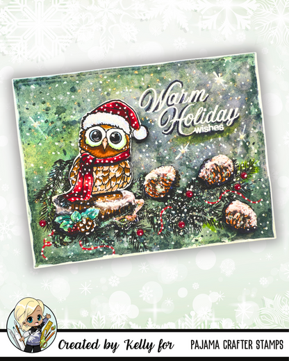 Rustic Christmas Owl Stamps