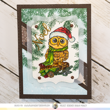 Rustic Christmas Owl Stamps