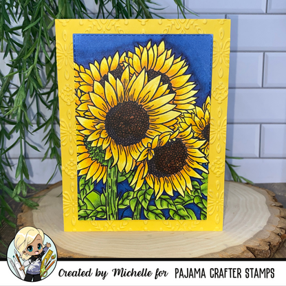 Sketched Florals -  Sunflowers Stamps