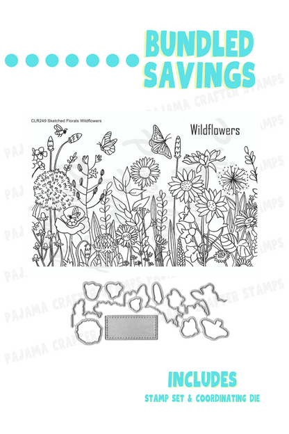 Sketched Florals - Wildflowers Stamp & Die Bundle