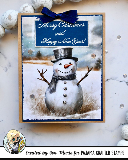 Vintage Christmas Card Panels with Card Bases and Envelopes