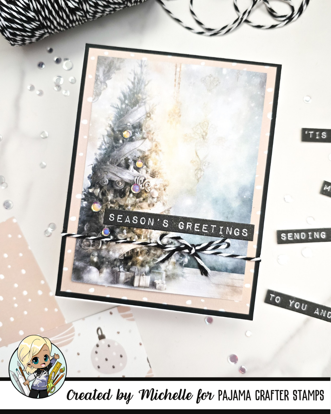 Vintage Christmas Card Panels with Card Bases and Envelopes