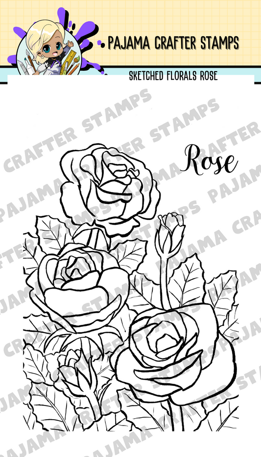 Sketched Florals - Rose Stamps - CLR255