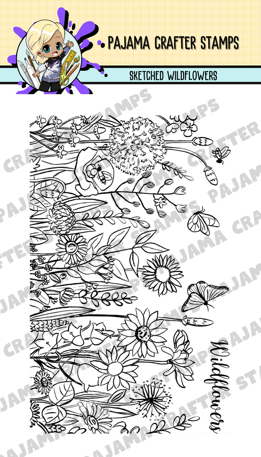 Sketched Florals -  Wildflowers Stamps - CLR249